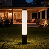 SkyGlow 32" Bollard Light, 120V Line Voltage Aluminum LED IP65 Waterproof Outdoor Modern Landscape Path Lights Hardwired Curb