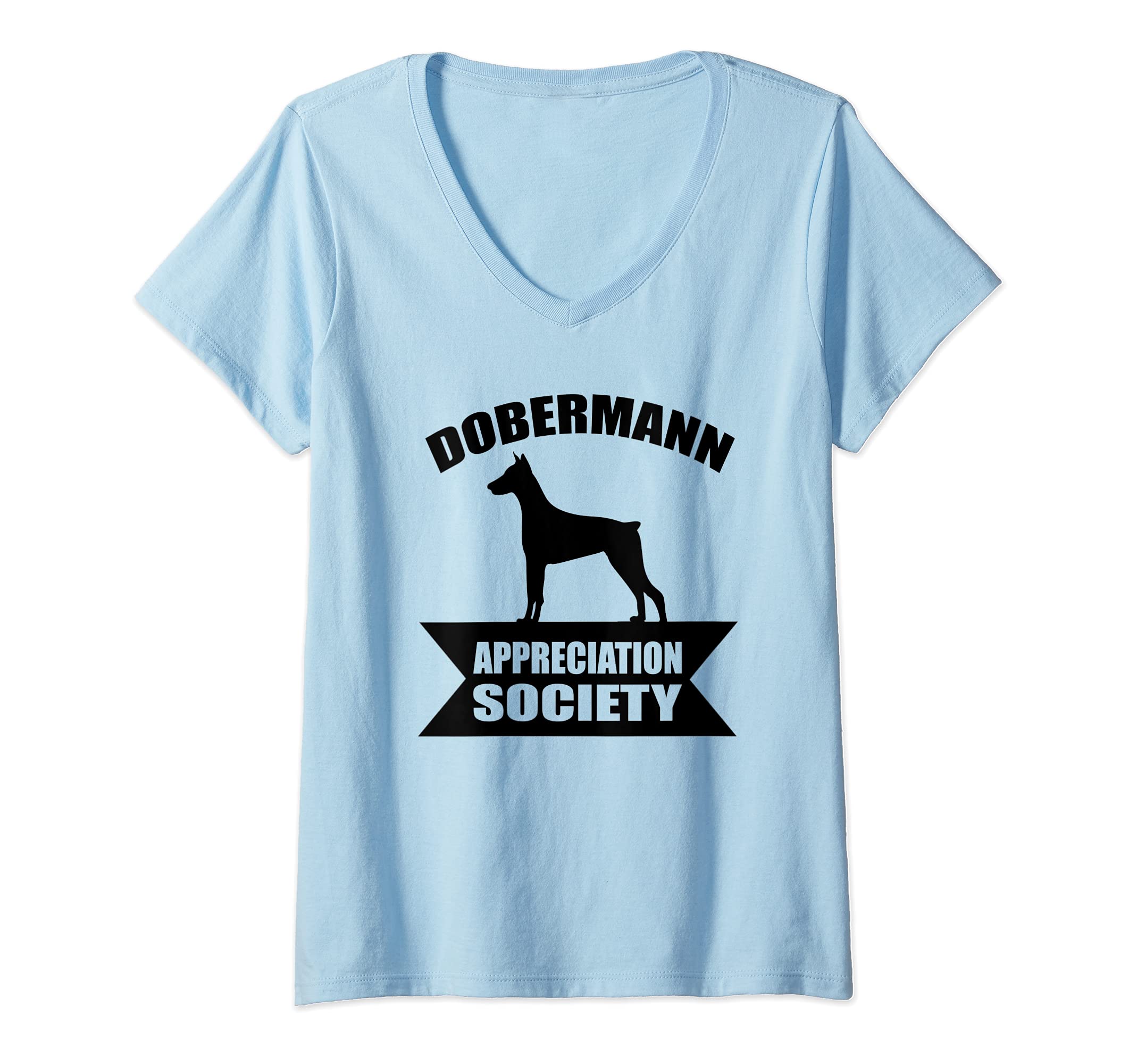 Womens Dobermann Dog V-Neck T-Shirt