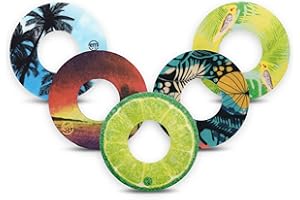 ExpressionMed - Adhesive Patch for Libre 2 (5-Pack) - Made in The USA, Waterproof, Split Backing, CGM Tape (Tropical Paradise)