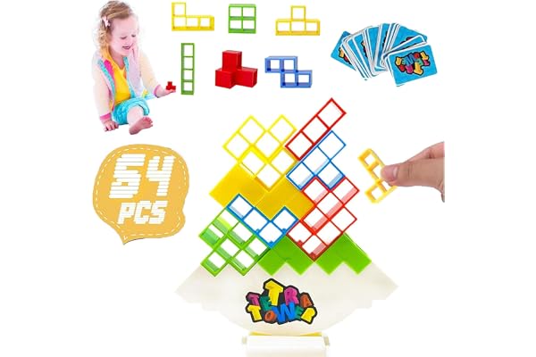 64pcs Tetra Tower Game Balance Stacking Blocks, Tetra Tower Balancing Stacking Board Games Building Blocks Puzzle Toy, Family