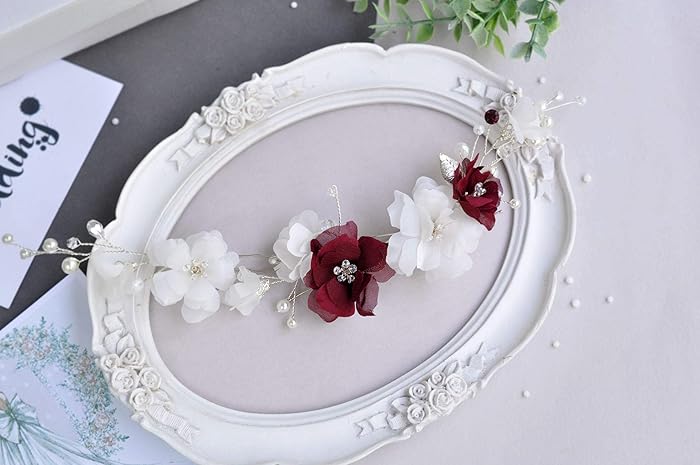 Amazon Com Burgundy Hair Pin Flower Marsala Hair Vine Bridal