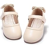 PANDANINJIA Toddler/Little Kid Girl's Angela Dress Mary Jane Ballet Flats Bow Flower Girl Wedding Party Ballerina Flat Shoes