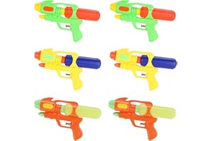 Fun-Here Water Guns 9 Inch 6 Packs for Kids Adults Multicolor Squirt Gun in Party Pool Bath Favors Indoor Outdoor Funy Summer Toy (Pack of 6) (9 Inch)