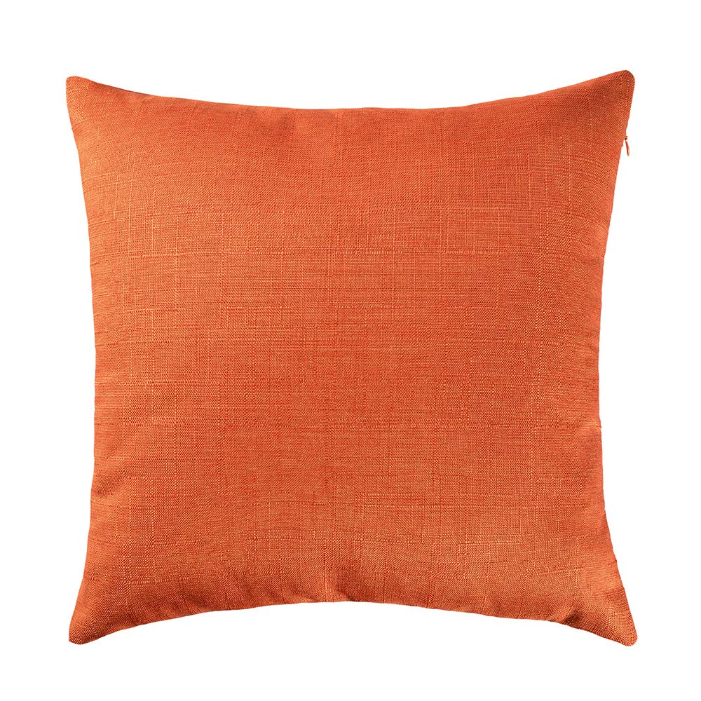 RainRoad Orange Decorative Throw Pillow Cover for Sofa Couch Bedroom Car Cotton Linen Pillow Case Cushion Cover Set of 2,18 x 18Inch 45cm x 45cm (Orange)
