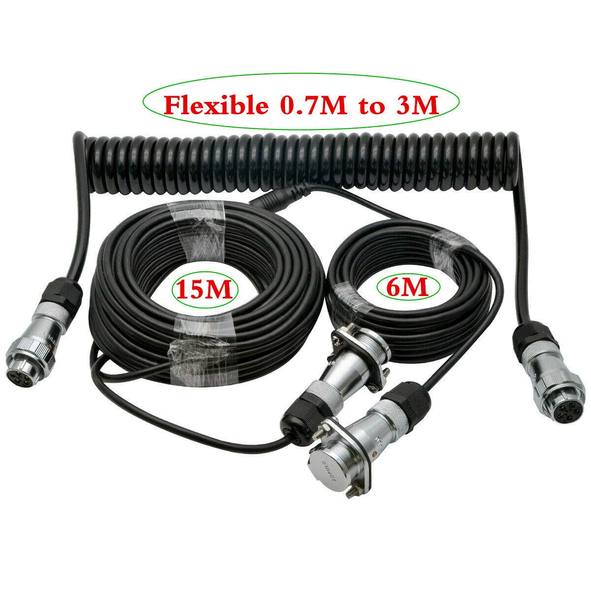 MASO 4 Pin to 5 Pin Trailer Extension Cable CAMERA CONNECTOR KIT Adaptor 9-36V 15M+6M+3M