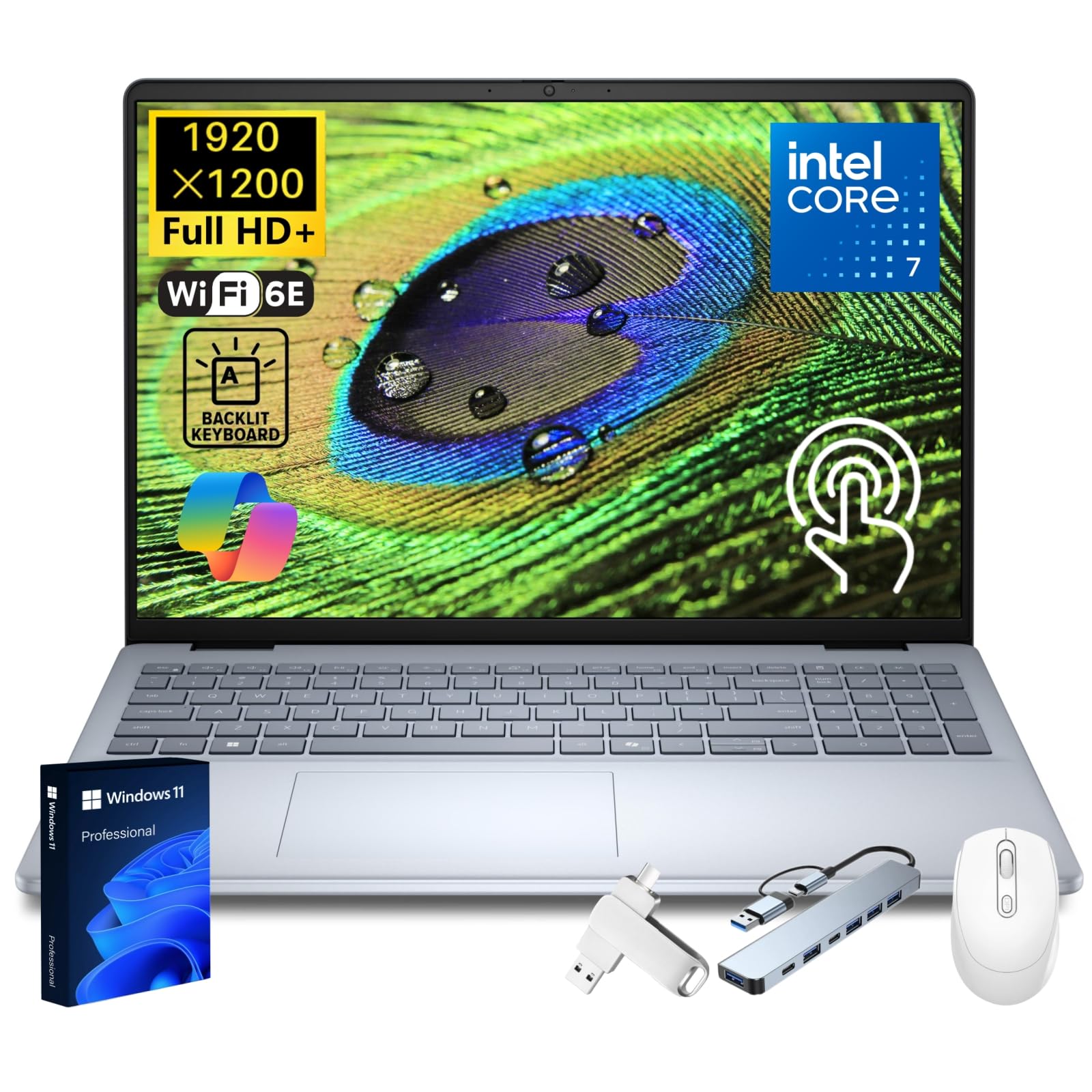 Dell 2025 Inspiron 16 5640 Touchscreen Business Laptop, 16 inch FHD+ WUXGA, Intel 7 150U(Up to 5.4GHz), 64 GB DDR5, 2 TB SSD, FHD Cam, Backlit Keyboard, Fingerprint Reader, Windows 11 Pro, Accessories