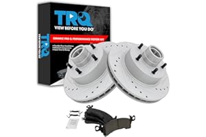 TRQ Front Brake Pad & Rotor Set Ceramic Coated Rotors Compatible with 1973-1978 Buick Century Regal Skylark Chevrolet El Camino Monte Carlo Oldsmobile Cutlass Pontiac Firebird Grand Am Grand Prix