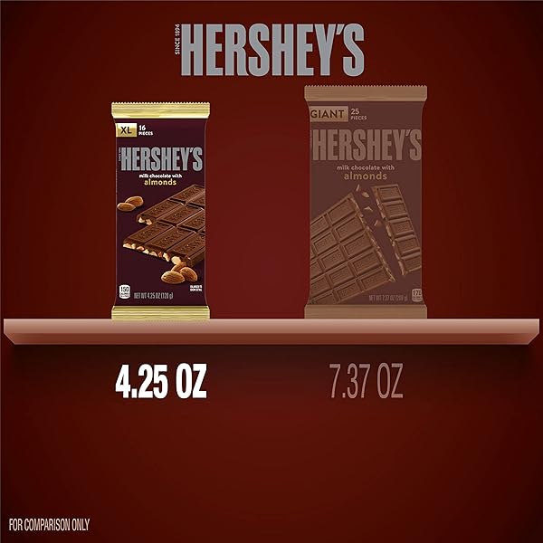 HERSHEY’S MILK CHOCOLATE WITH ALMONDS XL, CANDY BARS, 4.25 OZ (12 COUNT, 16 PIECES)