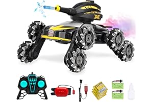 BOKSIYUR Rc Tank That Shoots 8WD Remote Control Water Bomb Car,8WD Remote Control Car,2.4GHz Gesture Sensing,Remote ControlStunt Truck,360°Rotating,8 9 10 11 12 Year Old Birthday Gifts ﻿