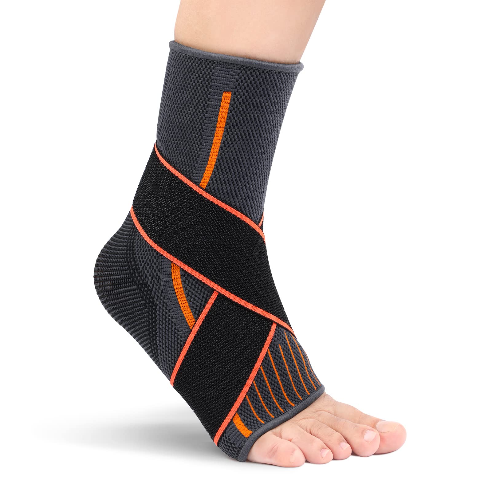 Ankle Support for Sprained Ankle, Ligament Damage, Plantar Fasciitis Compression Socks, Achilles Tendonitis Brace Adjustable Elastic Ankle Foot Brace Wrap for Heel Pain, Sports, Injury Recovery(L)