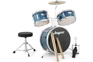 Drum Set for Beginners, Drum Set Kit,Complete 3-Piece Drum Kit with Cymbals, Stool, Sticks & Pedal,Includes Bass Drum, Tom-To