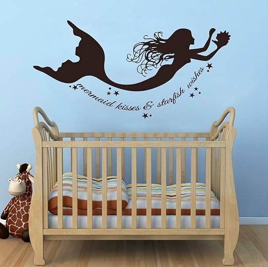 Saniwa Wand Aufkleber Decor Meerjungfrau Wandaufkleber Zitat Mermaid Kisses Seestern Wishes Vinyl Aufkleber Aufkleber Baby Madchen Kinderzimmer Betten D Cor Dunkelbraun 29 2 Cm H X22 W Amazon De Kuche