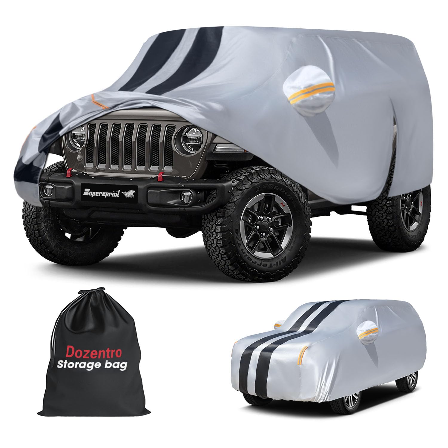 View 1 of 10 Layers Car Cover Custom Fit for Jeep Wrangler 2 Door CJ YJ JK JL 100% Waterproof All Weather Automobiles, Gift with Towel, Heavy Duty Car Covers for Rain Sun UV Protection with Door Zipper.