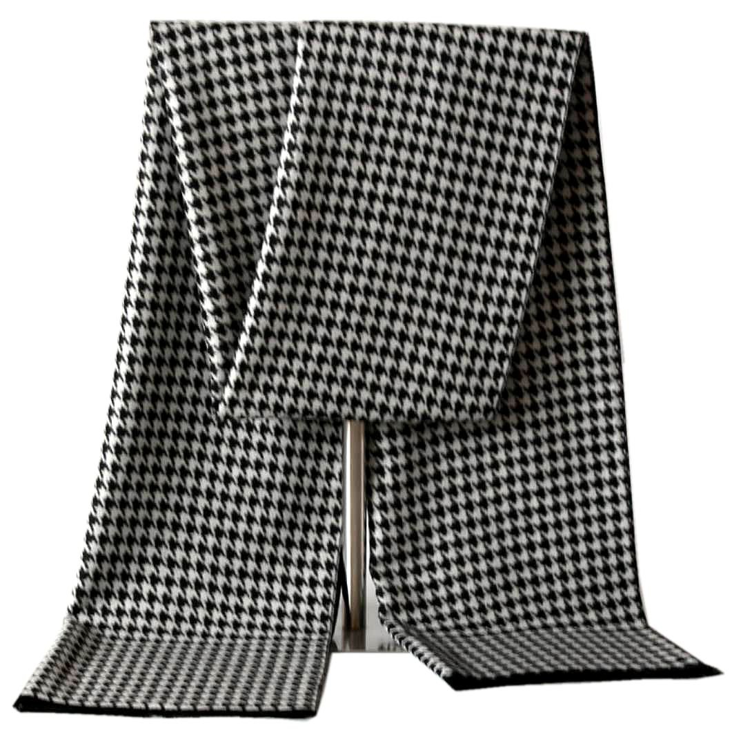 CHTIE Brushed Warm Soft Cashmere Feel Men\'s Scarf Winter (Black White)