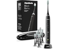 Aquasonic Black Series Ultra Whitening Toothbrush – ADA Accepted Electric Toothbrush- 8 Brush Heads & Travel Case – 40,000 VPM Electric Motor & Wireless Charging - 4 Modes w Smart Timer