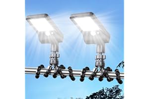 Thumok Solar Fence Lights Outdoor, 60 LEDs Motion Sensor Security Light with Flexible Octopus Tripod, 3 Lighting Modes, Adjustable Angle for Fence Deck Camping Patio (2)