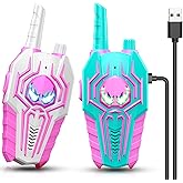 Walkie Talkies for Girls Rechargeable: Easter Birthday Toys Gifts for 3 4 5 6 7 8 9 Year Old Girls Toys Ages 6-8 Kids Basket Stuffers Walkie Talkies 2 Pack Outdoor Toy for 3-12 Year Old Girl Gift