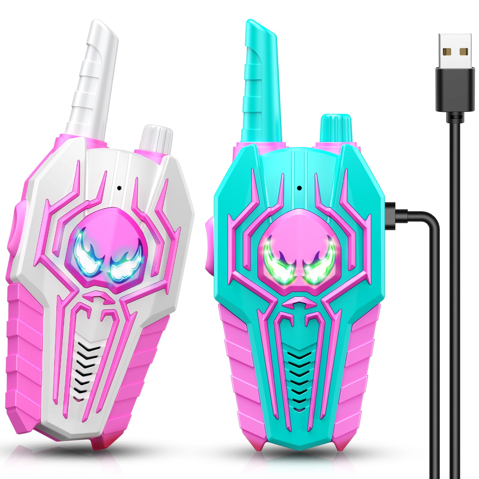 Toyokid Spider Walkie Talkies for Kids Rechargeable, 3 4 5 6 7 Years Old Girls Boys Gifts Kids Toys Age 3-6 Outdoor Toys Walkie Talkie Sensory for Autism for 3 Years Old Girls Camping Hiking