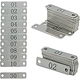 StayMax Small Stainless Steel Rectangle Numbered Tags with Two Holes 4cm*1cm (1-30)