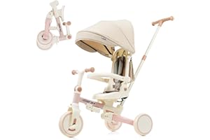 MERAX 7 in 1 Baby Tricycle Toddler Trike Collapsible Frame Kid Rider Removable Pedal Ages 1Y-6Y