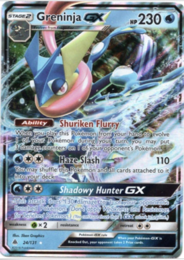 Forbidden Light Pokemon, S&M6, Greninja GX - 24/131 - Ultra Rare - NM/M