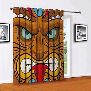 Cortina de puerta corredera Tiki, cortinas de patio, estilo de dibujos