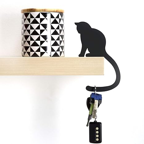 Ad274b Precious Tail Black Metal Cat Decorative Balance