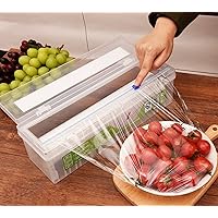 HULPPRE Cling Film,Health-Friendly Food Wrap Roll with Slide Cutter,Food Storage Container,Keep Food Fresh,Support Microwaves