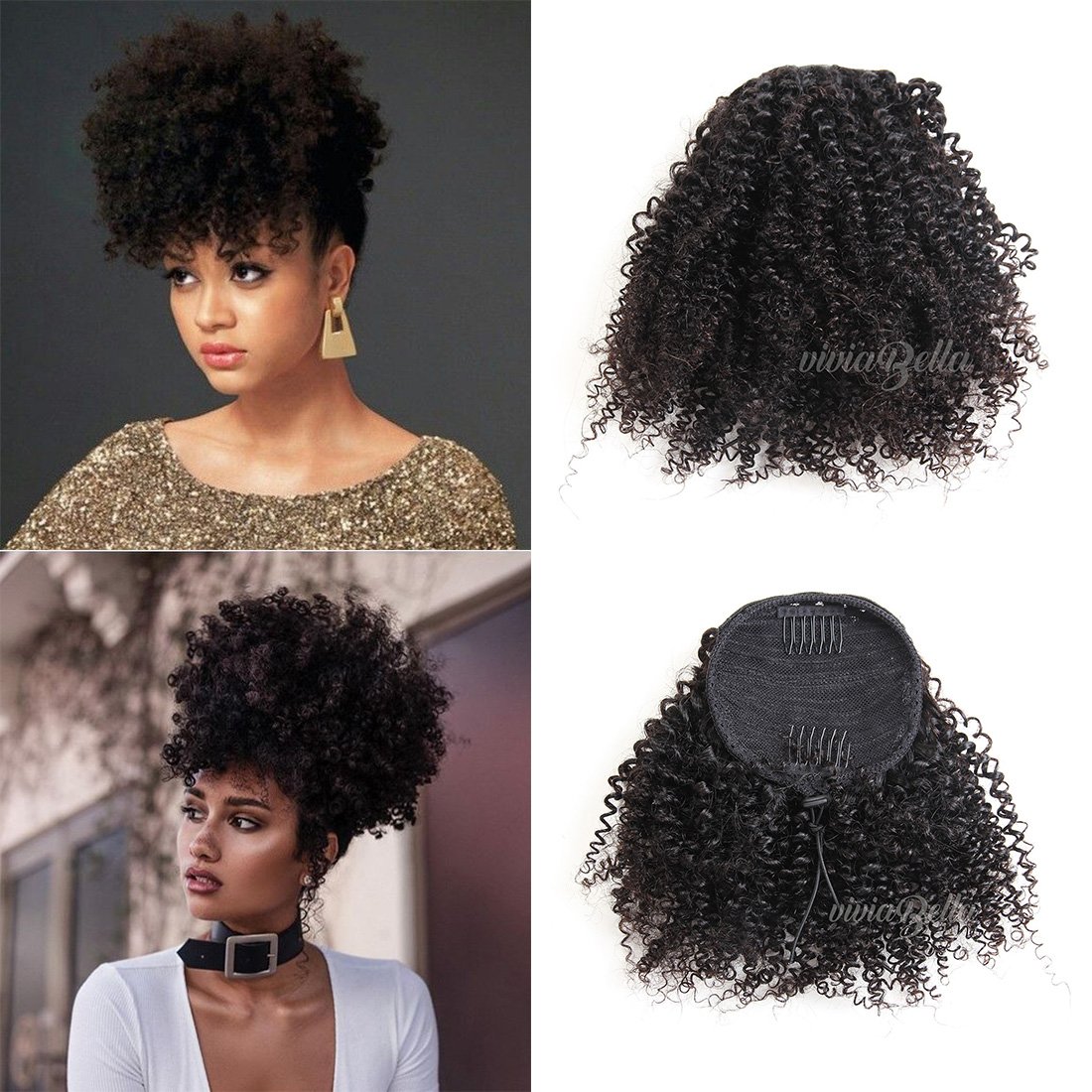 Amazon Com Viviabella Kinky Curly Drawstring Ponytail 18 Inches