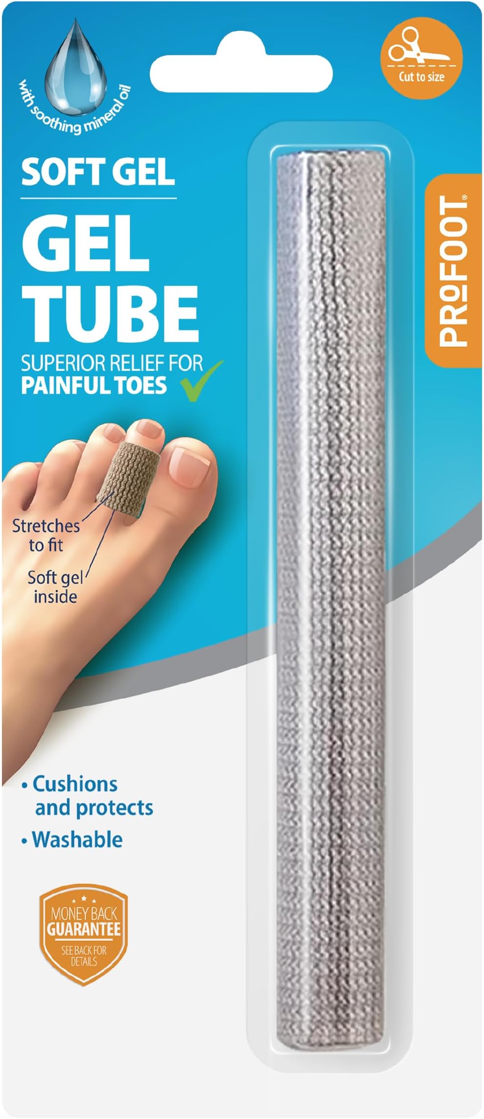 PROFOOT Soft Gel Tube - Toe & Finger Protection, 15cm, Cut to Size, Reusable