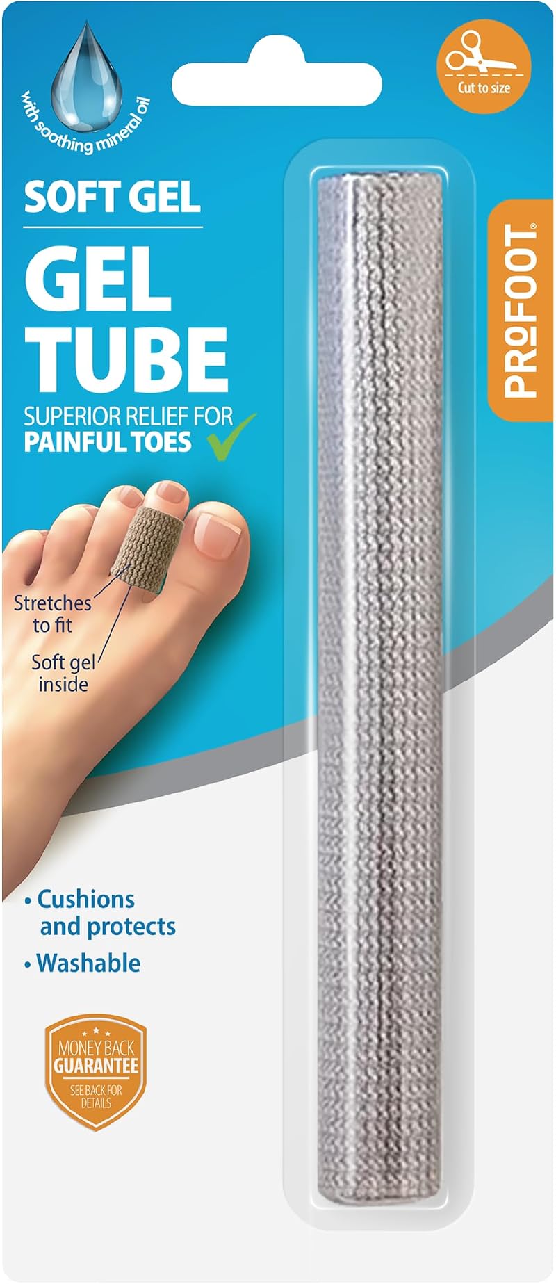 PROFOOT Soft Gel Tube - Toe & Finger Protection, 15cm, Cut to Size, Reusable