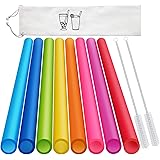 8 Pcs Extra Wide Reusable Smoothie Straws & Boba Straws with 1 Bag & 2 Brushes - Multicolor Big Jumbo Straws, BPA FREE Large 