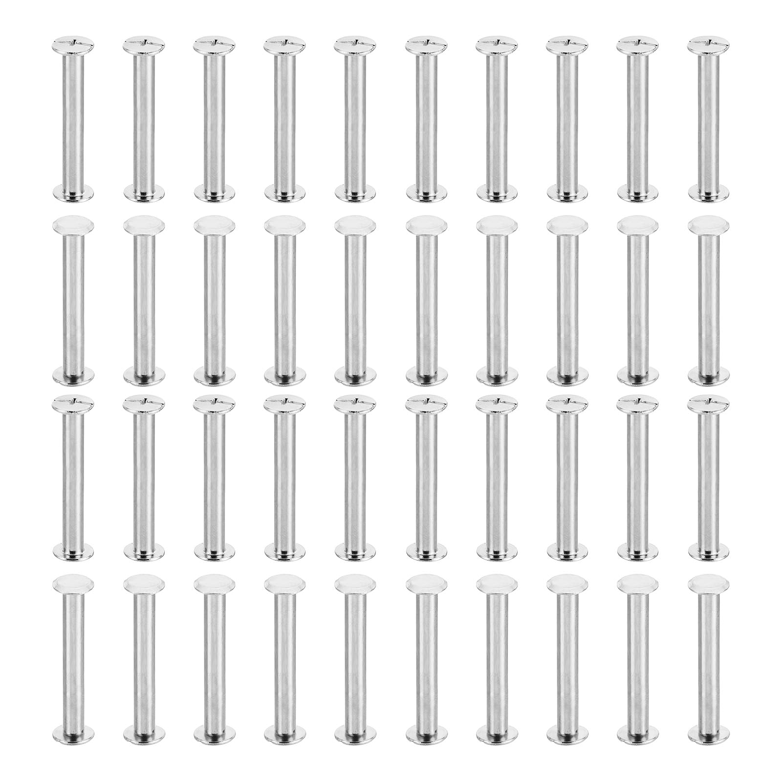 PATIKIL M5x50mm Chicago Screws, 100 Sets Brass Chicago Screw Phillips Binding Post Screw Rivets for Leather Belt Scrapbook Photo Albums, Silvery