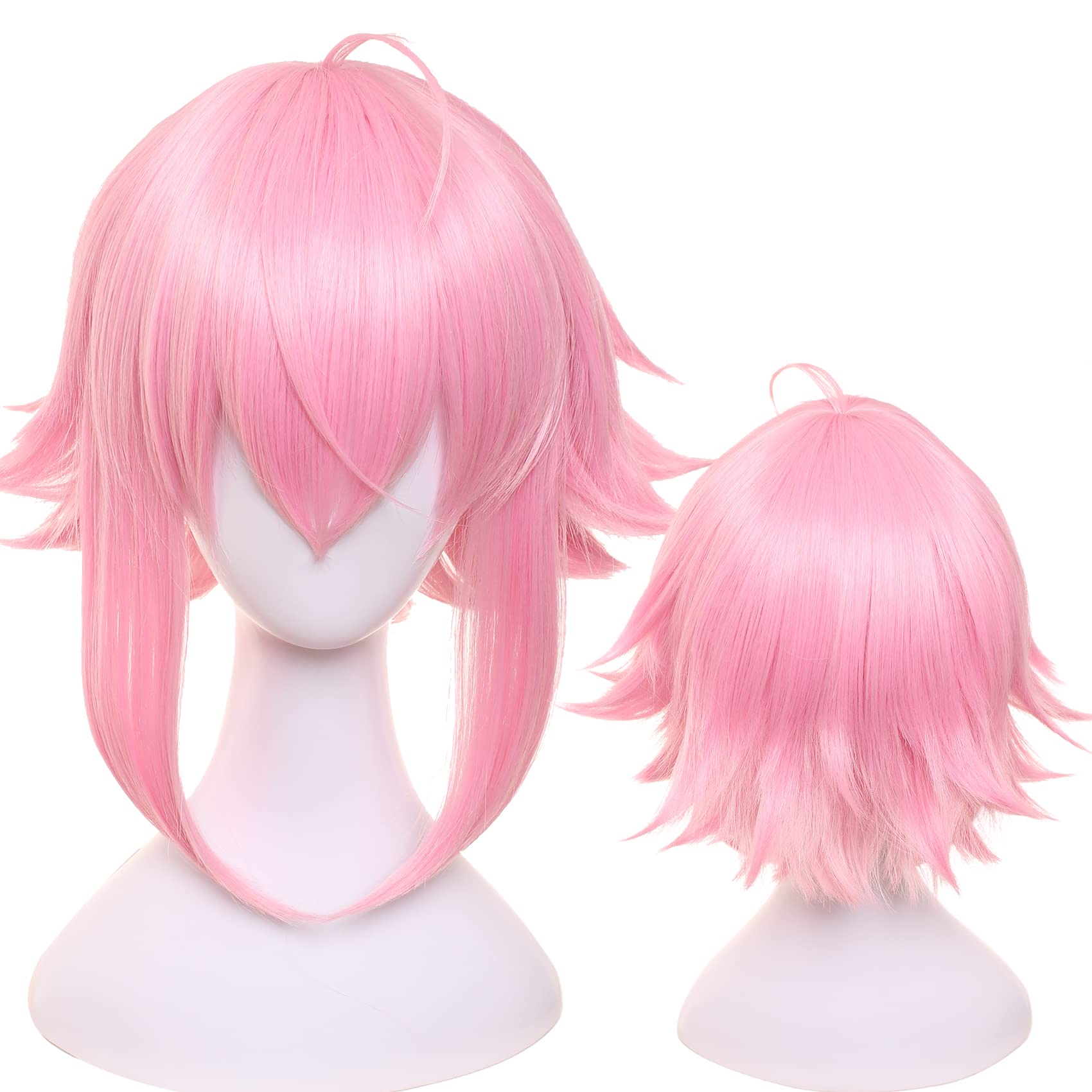 Pink Medium Straight Wig for Anime with Heat Resistant Fiber Synthetic for Women Men Halloween Chiristmas Comic Con Replacement Wigs โ image 1