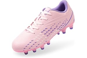 FEETHING Kids Soccer Cleats for Boys/Girls Youth Lightweight Football Shoes for Firm Ground Non-Slip Athletic Cleats for Little Big Kids