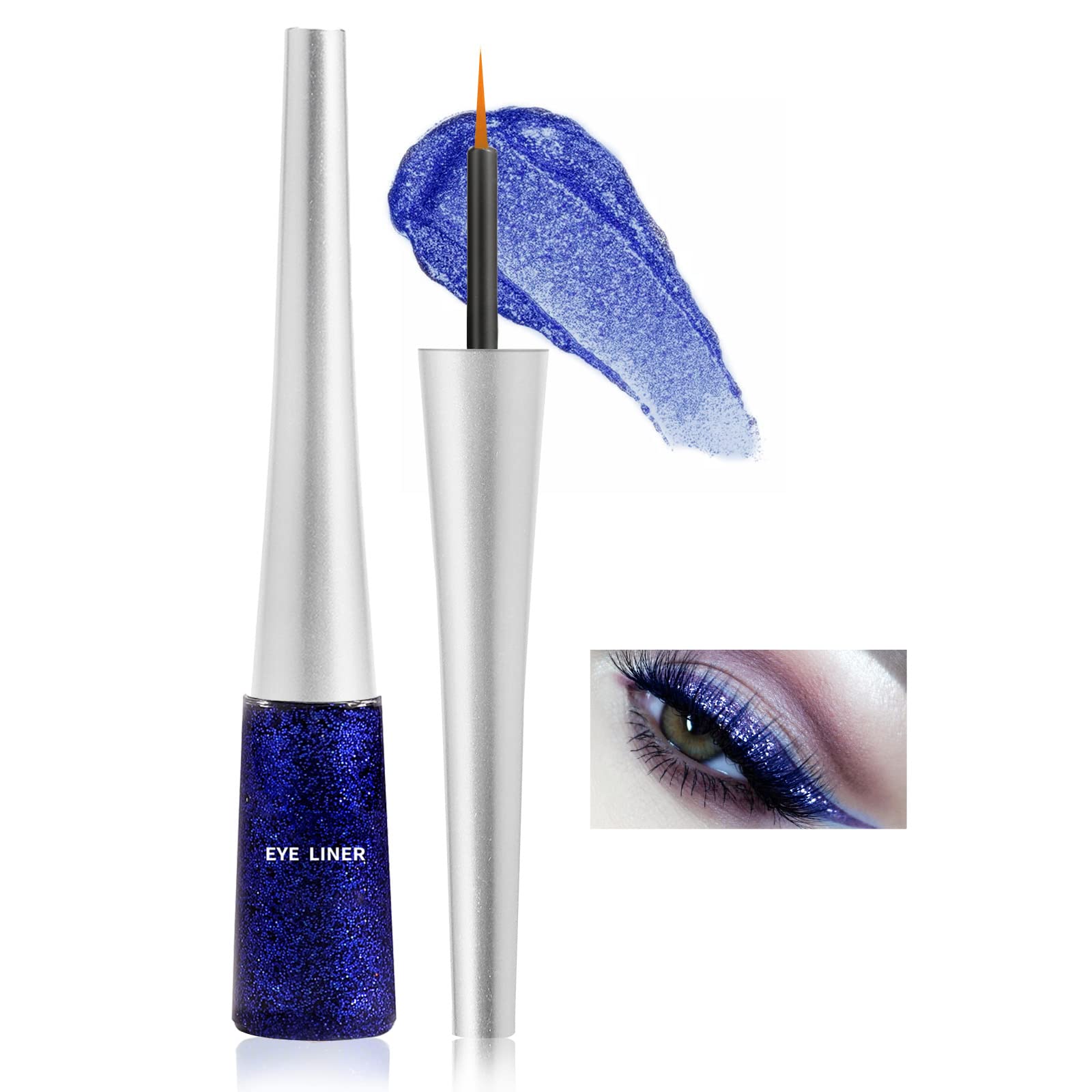 Boobeen Colorful Glitter Eyeliner Liquid Shimmer Eyeliner Waterproof Metallic Eyeliner Smudge-Proof Suitable for Women, 1 Pcs