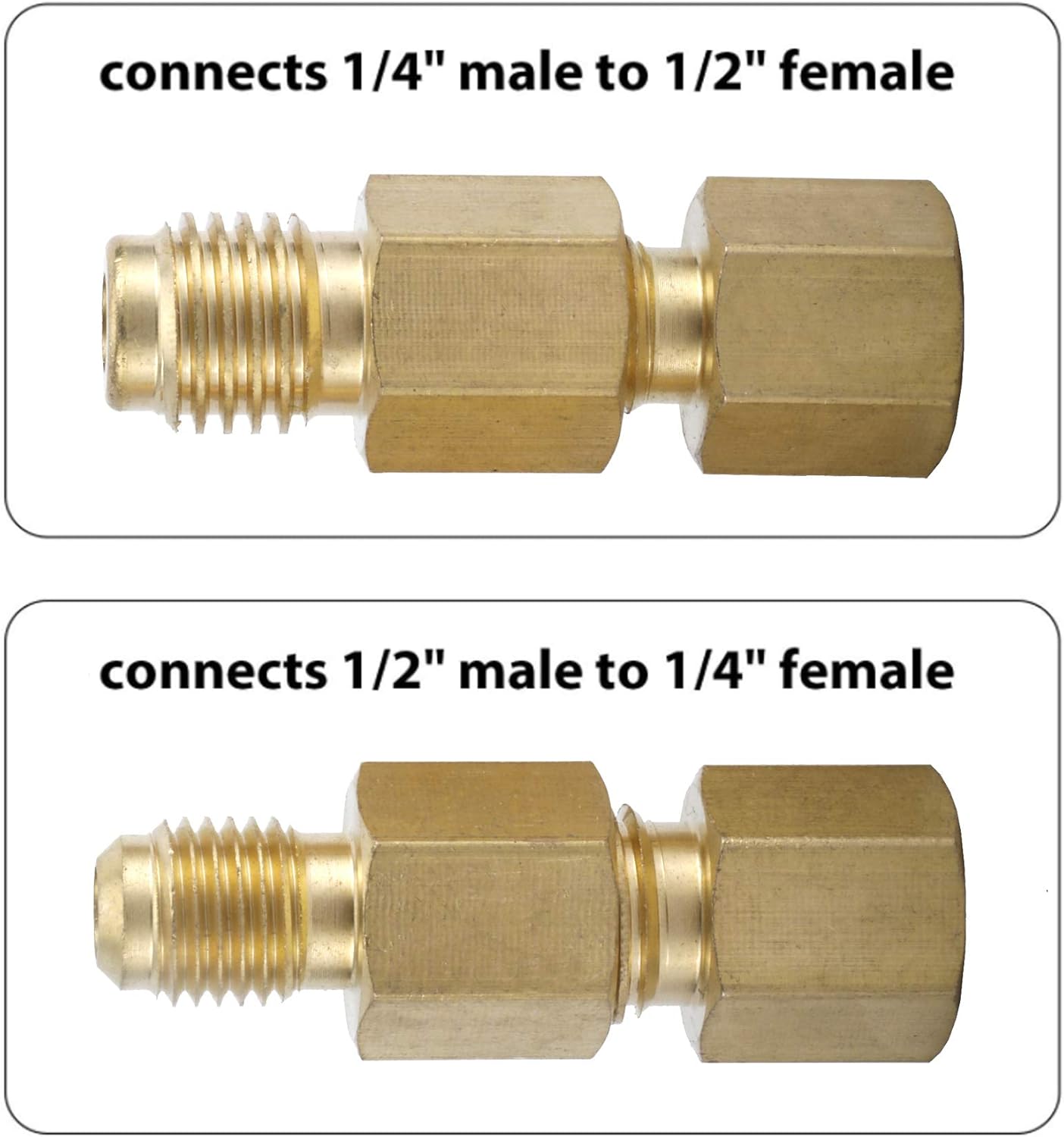 AuInLand R134A Refrigerant Opening Valve Refrigerant Tank Vacuum Pump Adapter to R12, 2 PCS 1/2 Female to 1/4 Male Flare 6014 Pump Adapters, 2 PCS 1/4 Flare Female to 1/2 Male Adapters(6 Pieces): Automotive
