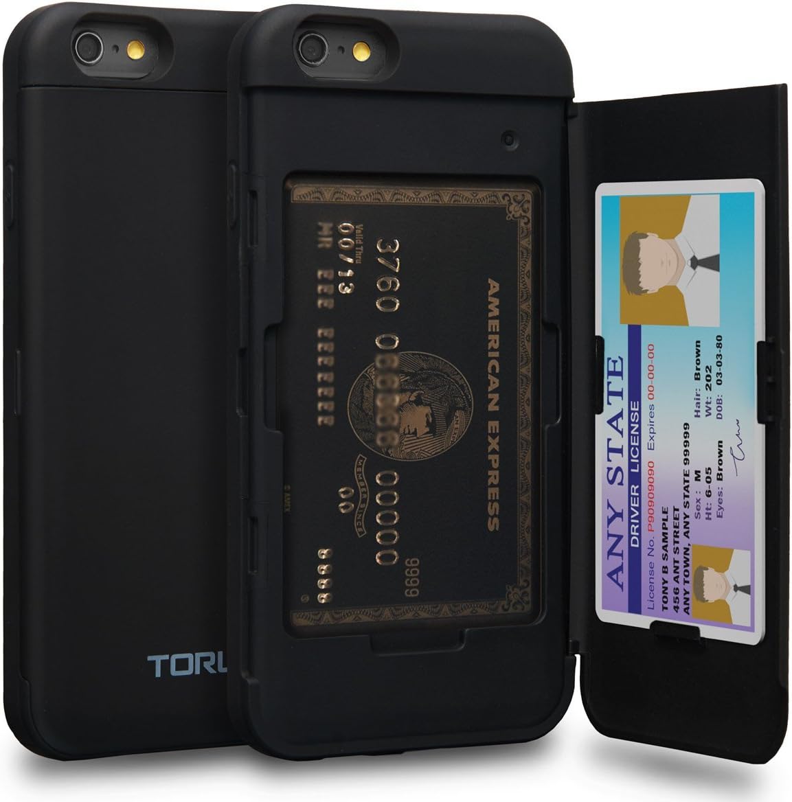 TORU CX PRO iPhone 6S Wallet Case with Hidden ID Slot Credit Card Holder Hard Cover & Mirror for iPhone 6S / iPhone 6 - Matte Black