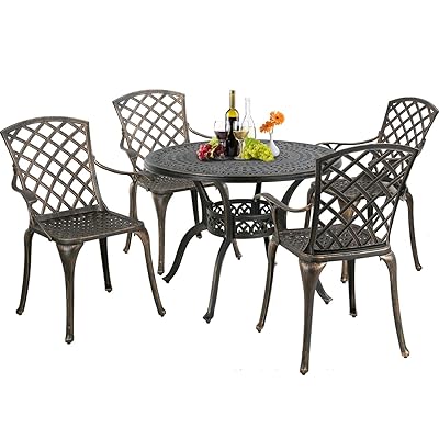 Buy Fdw Patio Dining Set Outdoor Dining Table Set Dining Chairs Set Of 4 Outdoor Dining Set Wrought Iron Patio Furniture Patio Furniture Patio Chairs Chat Set Weather Resistant Online In Jordan