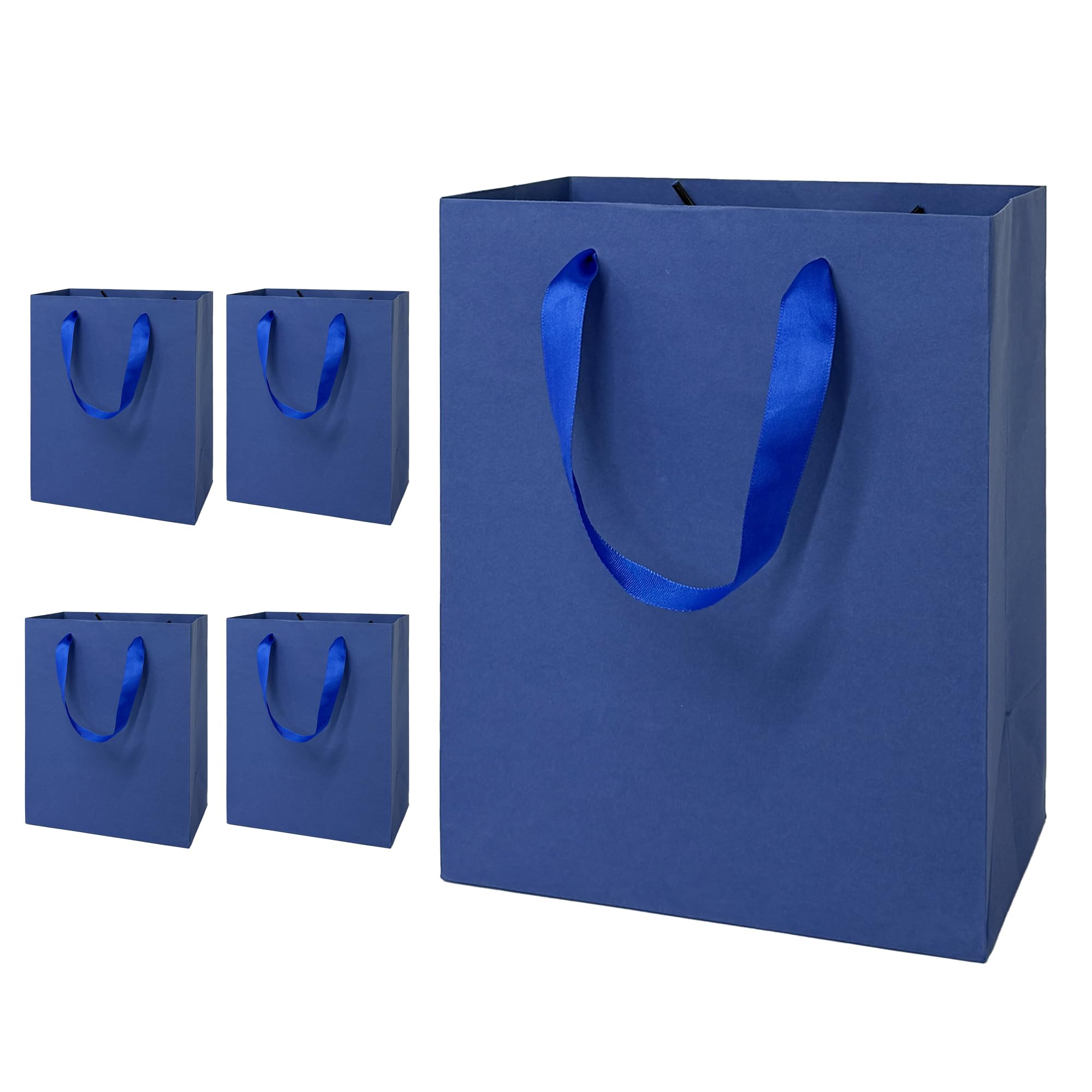 Photo 1 of MOXARYSU 5 Pcs Medium Blue Gift Bags: 8x5x10 Inches Gift bags With Handles Party Favor Bags For Party,Birthday,Baby Shower,Wedding?Blue, No Tissue Paper?