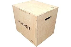 Synergee 3 in 1 Wood Plyometric Box for Jump Training and Conditioning. Wooden Plyo Box All in One Jump Trainer. Sizes 30/24/