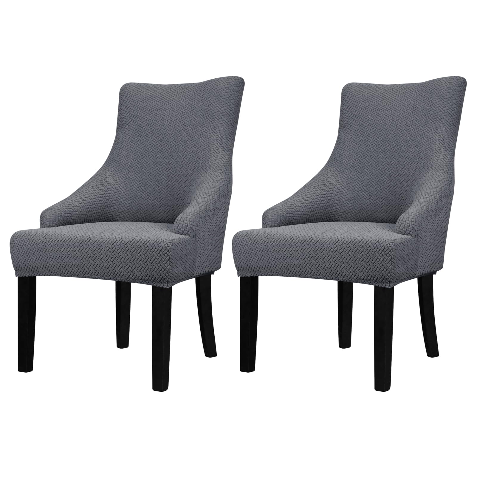 Leorate Hight Scoop Back Chair Covers - Stretch Jacquard Wingback Armchair Slipcovers Recliner Chair cover Furniture Protector for Home Decor - Darkgrey 2 Pieces