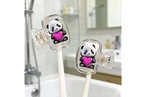 2pcs Toothbrush Covers Caps,Panda Holding Heart 1.38x1.38inch Tooth Brush Protector Coverings Clips Portable Plastic Tooth Br