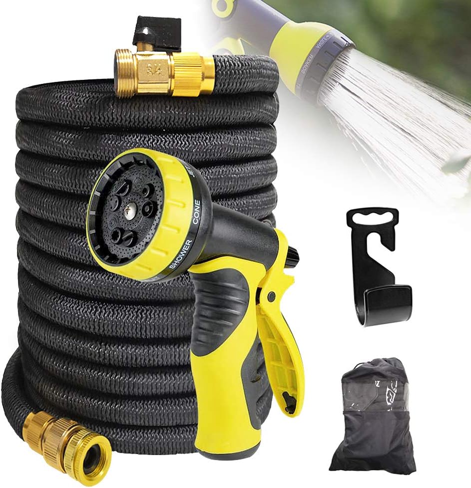 HELO Flexi Gartenschlauch 30m - Dehnbar Mit 7-in-1 Spritzpistole Blau