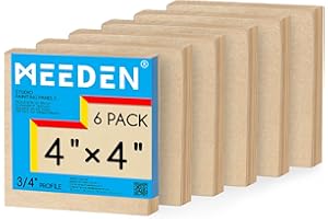 MEEDEN Unfinished Wood Canvas Board: 3/4” Deep 4x4” Wooden Canvas Panel Pack of 6 - Blank Cradled Wood Art Board for Painting