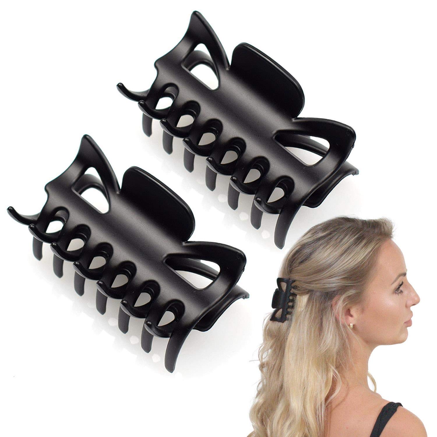 Basic Sense 3.2 Inch Large Hair Claw Clips for All Hair Types, Strong Hold Durable, 2 Pcs