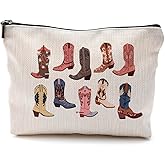 QGFM Western Makeup Bag - Cowgirl Gifts, Boho Western Cowboy Boots Makeup Cosmetic Bag for Purse