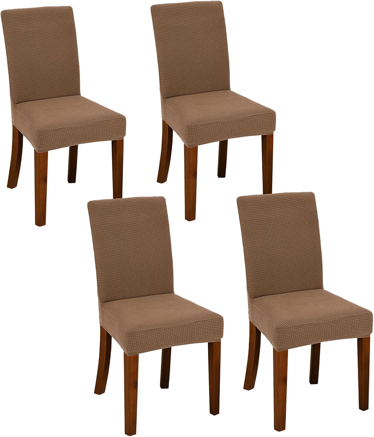 Chair Covers for Dining Room Set of 4 Brown Stretch Slipcovers Chairs Covers Kitchen Chair Covers