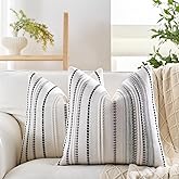 yeshttdy Boho Pillow Covers 18x18 Inch Black Grey White Striped Farmhouse Decorative Accen Throw Pillow Covers Boho Cushion Case for Bed Sofa Couch Home Decor Set of 2