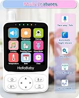 HelloBaby Baby Monitor Camera No Wifi 29 Hour 355° Pan Tilt 2x Zoom 2-Way Talk view 3